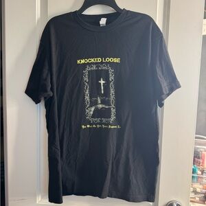 Black Knocked Loose Graphic Tee with Yellow Print